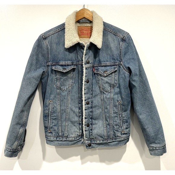 Levi's Other - Levi's Trucker Jean Jacket Sherpa Fleece Lined Button Levi Strauss Size Small